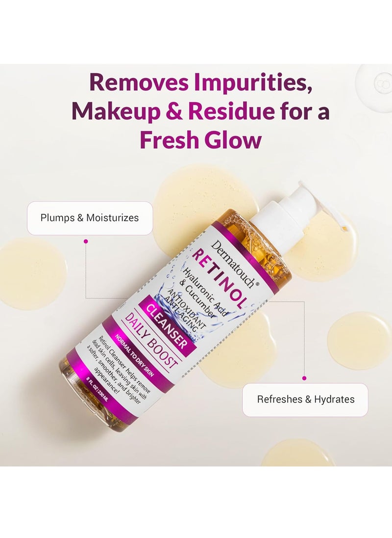 DERMATOUCH Retinol Face Cleanser, 8 oz - Hyaluronic Acid, Cucumber & Vitamins - Made in America