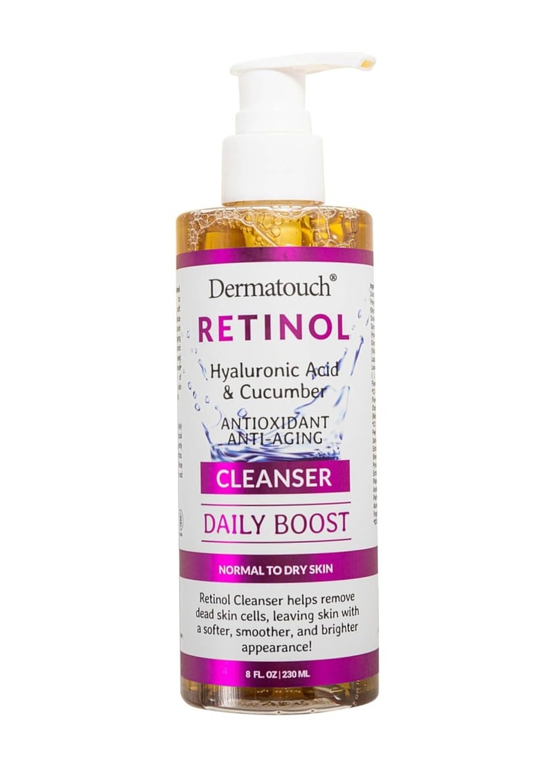 DERMATOUCH Retinol Face Cleanser, 8 oz - Hyaluronic Acid, Cucumber & Vitamins - Made in America