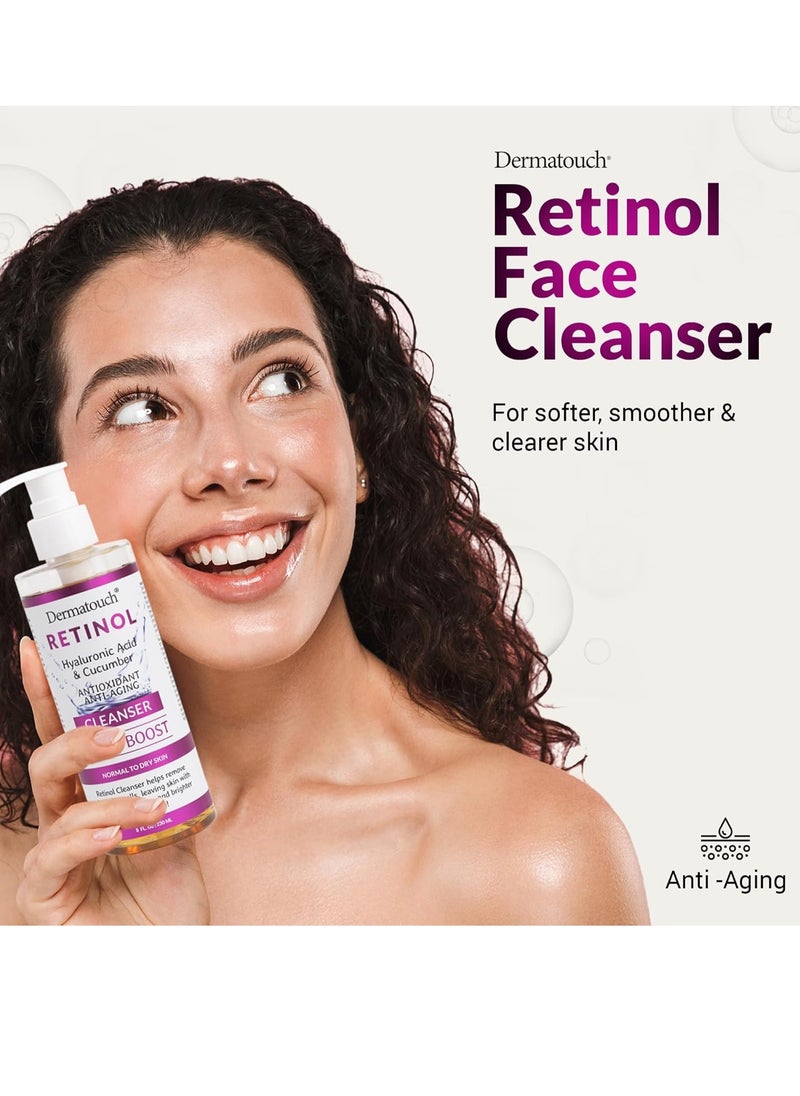 DERMATOUCH Retinol Face Cleanser, 8 oz - Hyaluronic Acid, Cucumber & Vitamins - Made in America