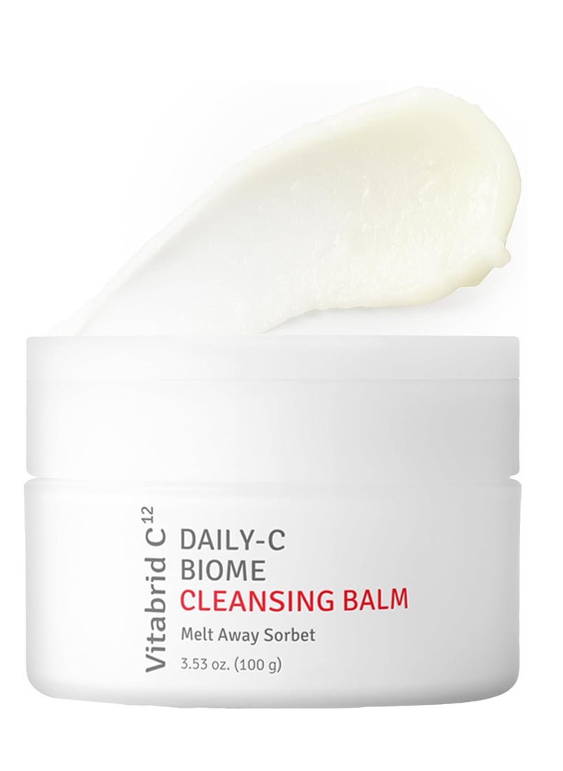 Daily-C Biome Cleansing Balm - Balm to Oil Gentle Makeup Cleanser - Hydrating & Exfoliating Antioxidant Face Cleanser with Vitamin C, Cica, Microbiome - Vibrant and Radiant Complextion, 3.53oz.