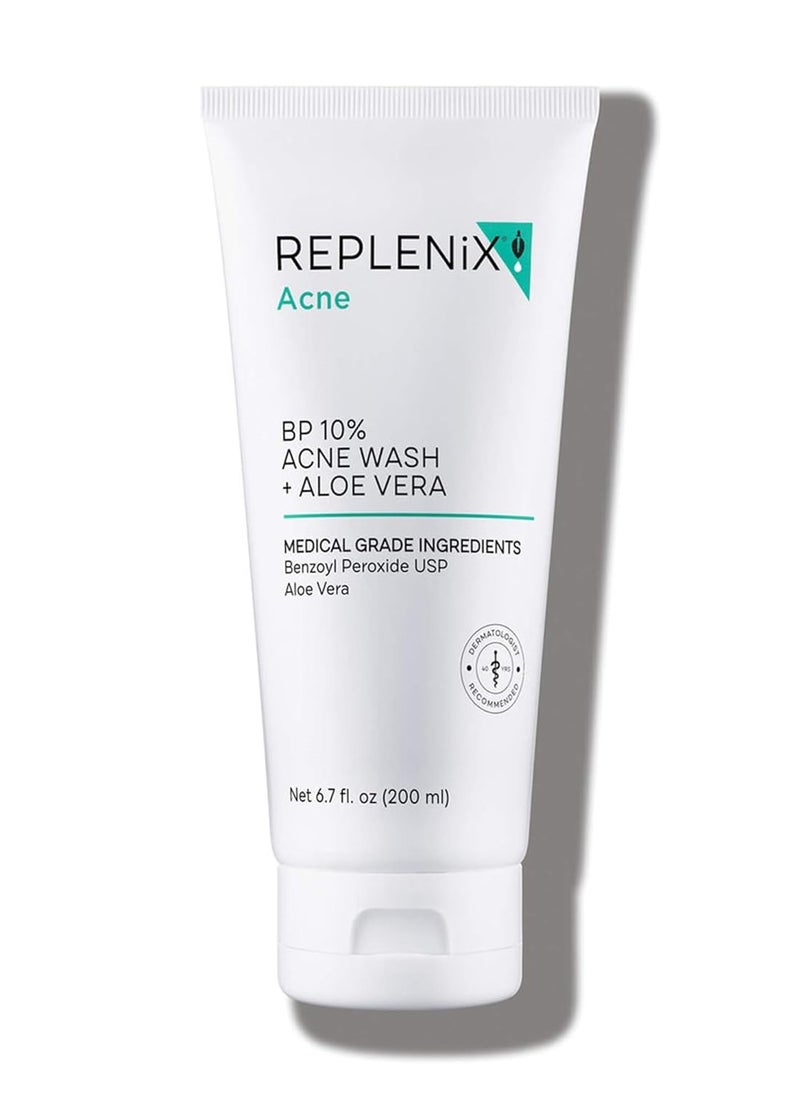 Replenix BP Acne Wash, Oil-Free Benzoyl Peroxide Face Cleanser with Medical-Grade Ingredients for Acne-Prone Skin (6.7 fl. oz)