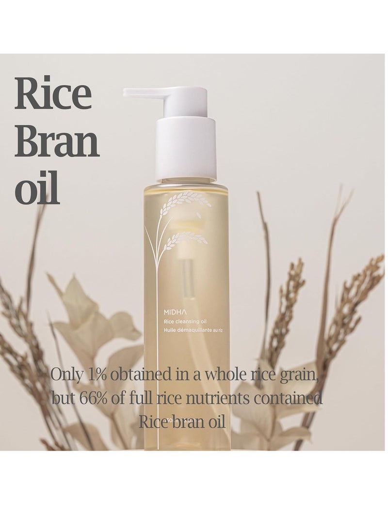 MIDHA Rice Cleansing oil for clean and mild wash for face, non greasy and light texture, quick emulsifying rice bran oil, quick and easy makeup remove