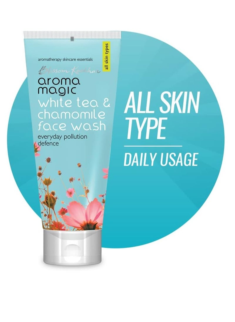 Aroma Magic White Tea & Chamomile Face Wash | Free Radical Damage Protection | Reduces Signs of Aging | Refreshing & Soothing | for All Skin Types | 3.38 Fl Oz/100ml