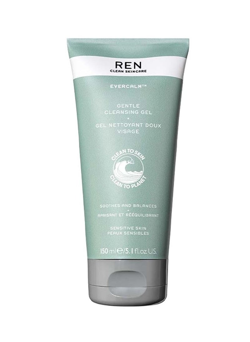 REN Clean Skincare - Evercalm Gentle Cleansing Gel - Makeup Melting Natural Facial Cleanser Gel and Wash for Sensitive Skin, 5.1 Fl Oz