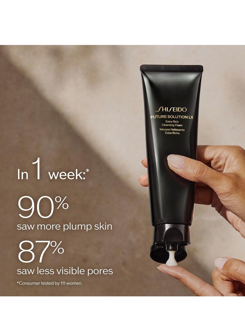 Shiseido Future Solution LX Extra Rich Cleansing Foam - 125 mL - Rich Foaming Cleanser for Smooth and Vibrant Skin - Non-Comedogenic - All Skin Types