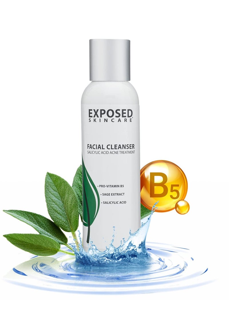 Exposed Skin Care Acne Facial Cleanser - Gentle Face Wash with Salicylic Acid for Acne Prone Skin - Pore Clarifying Acne Treatment for All Ages, Skin Types