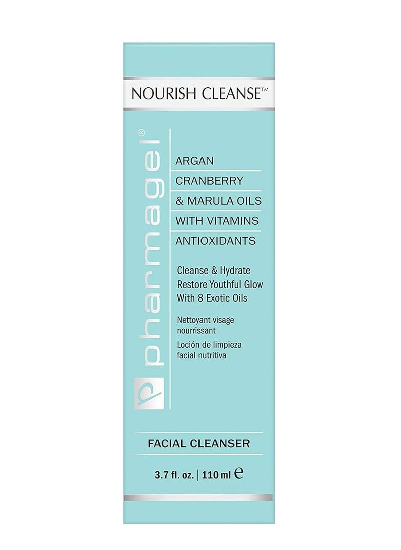 Pharmagel Nourish Cleanse Hydrating Facial Cleanser | Face Cleanser & Makeup Remover | Natural Face Wash for All Skin Types – 3.7 oz