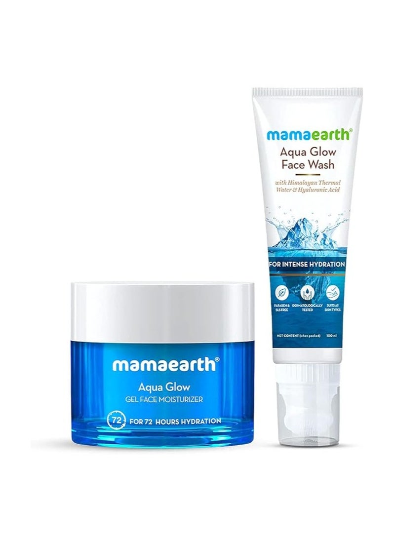 Mamaearth Aqua Glow Skin Refreshing Combo for Hydrated & Fresh Skin (Aqua Glow Face Wash 100ml + Aqua Glow Gel Face Moisturizer 100ml)