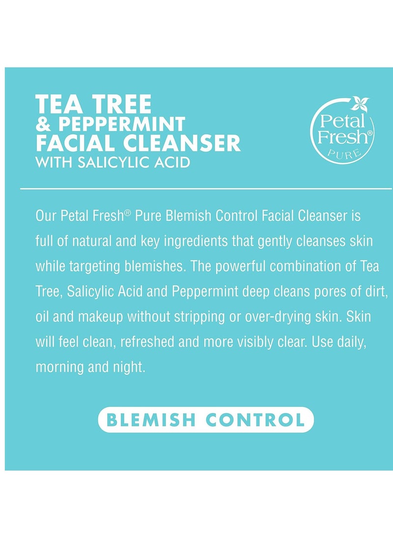 Petal Fresh Tea Tree & Peppermint Facial Cleanser, Blemish Control, Clean Skincare, Daily Facial Cleanser, Vegan and Cruelty Free, 7 fl oz