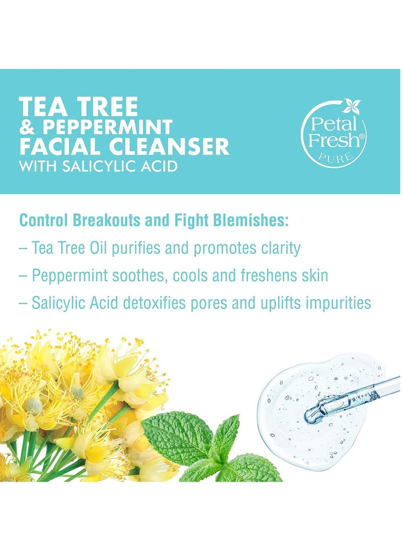 Petal Fresh Tea Tree & Peppermint Facial Cleanser, Blemish Control, Clean Skincare, Daily Facial Cleanser, Vegan and Cruelty Free, 7 fl oz