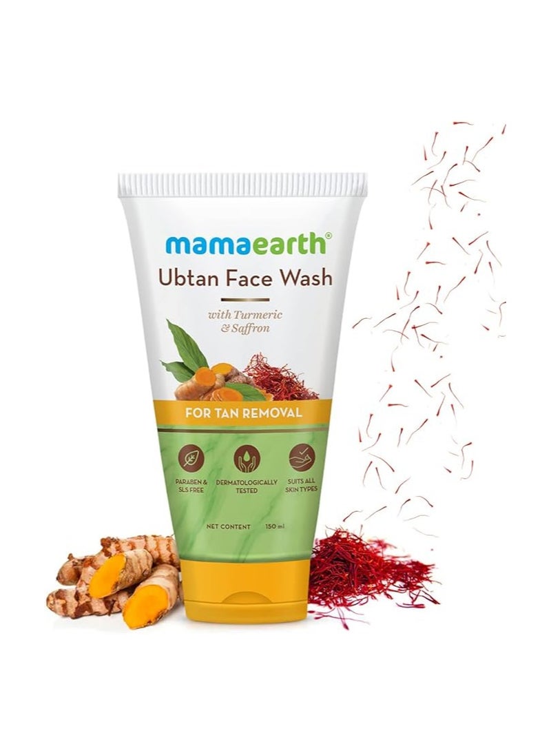 Mamaearth Ubtan Natural Face Wash For all Skin Type with Turmeric & Saffron for Tan Removal 150 ml (Pack of 3)