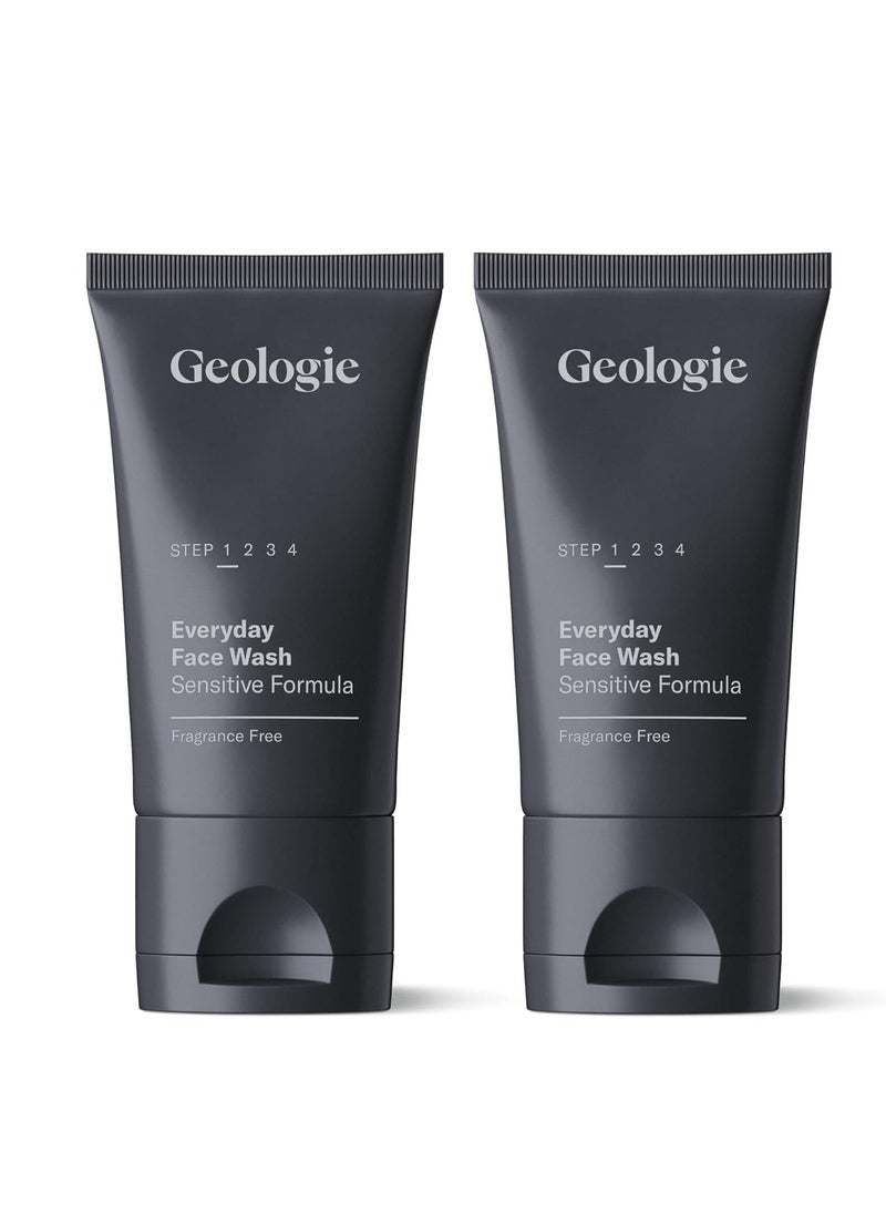 Geologie Daily Face Wash for Sensitive Skin | Fragrance-Free Facial Cleanser for Men & Women | Acne & Oil Control | Non-irritating, Gentle Cleansing & Soothing Face Wash | 2-Pack