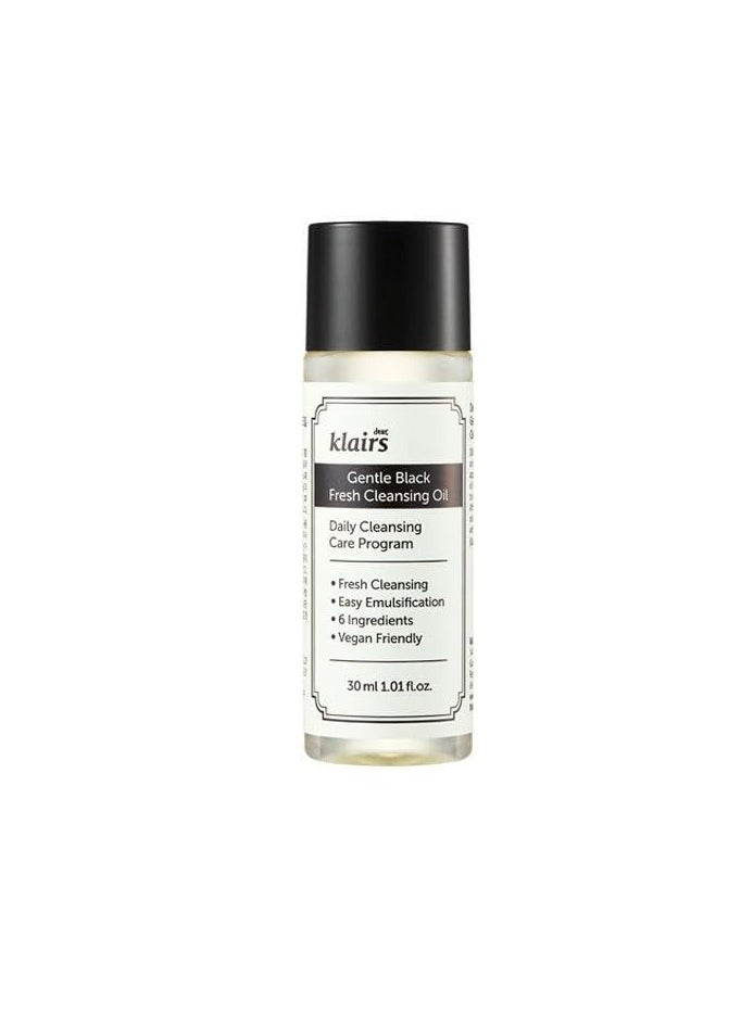 DearKlairs Gentle Black Fresh Cleansing Oil, a light and spreadable texture, only 6 ingredients (1.01 Fl Oz)