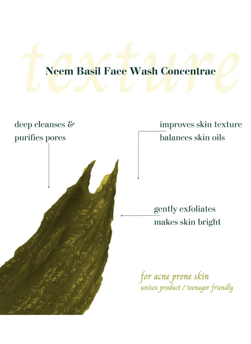 Neem Basil Face Wash Concentrate | Organic, Vegan & Cruelty Free | Sulphate & Paraben Free | 125g