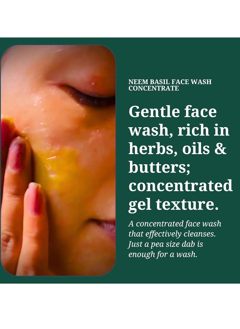 Neem Basil Face Wash Concentrate | Organic, Vegan & Cruelty Free | Sulphate & Paraben Free | 125g