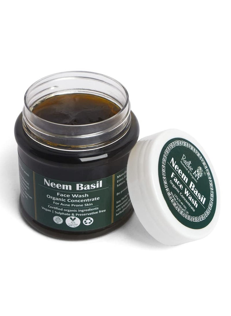 Neem Basil Face Wash Concentrate | Organic, Vegan & Cruelty Free | Sulphate & Paraben Free | 125g