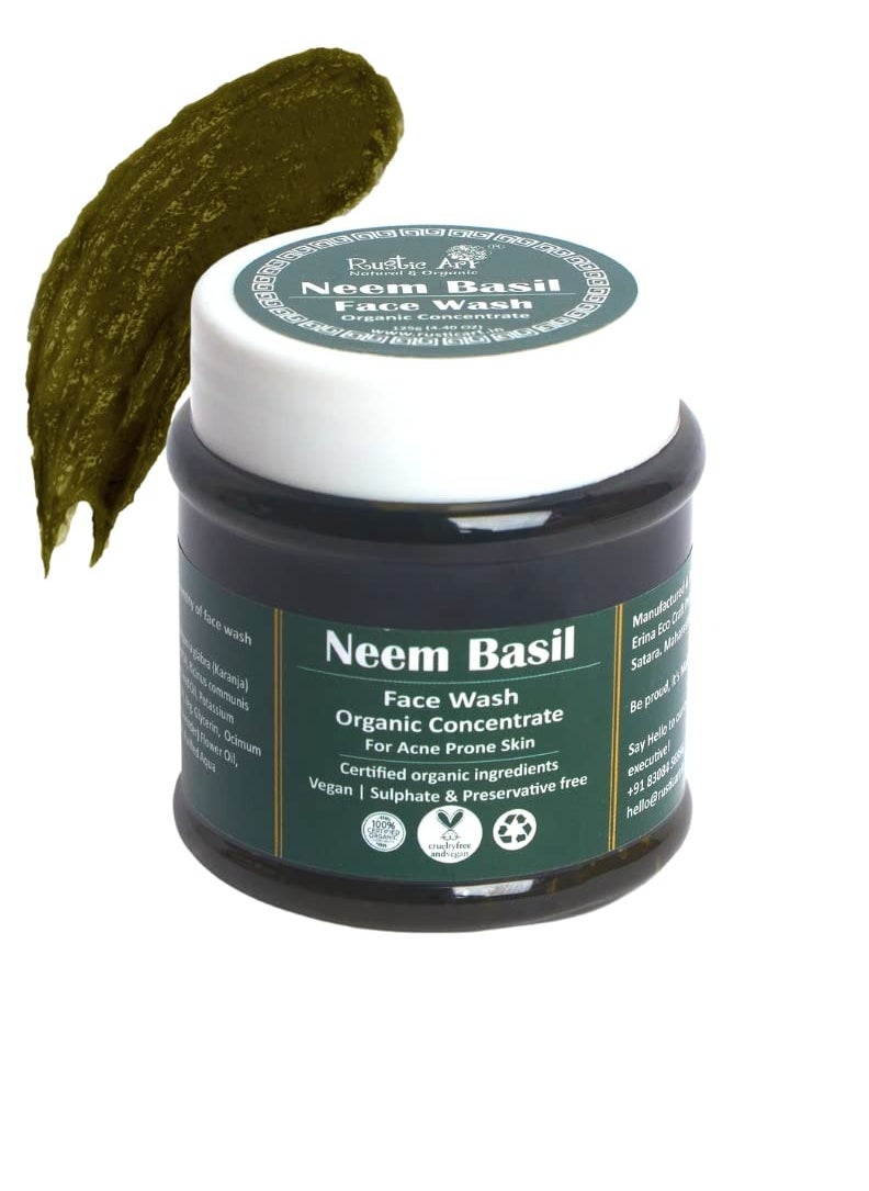 Neem Basil Face Wash Concentrate | Organic, Vegan & Cruelty Free | Sulphate & Paraben Free | 125g