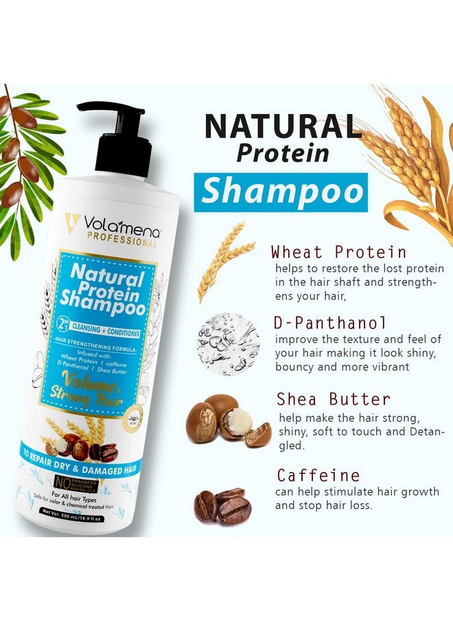 Volamena Natural Protein 2 In 1 Hair Shampoo For Hair Fall Control For Women & Men 500 Ml