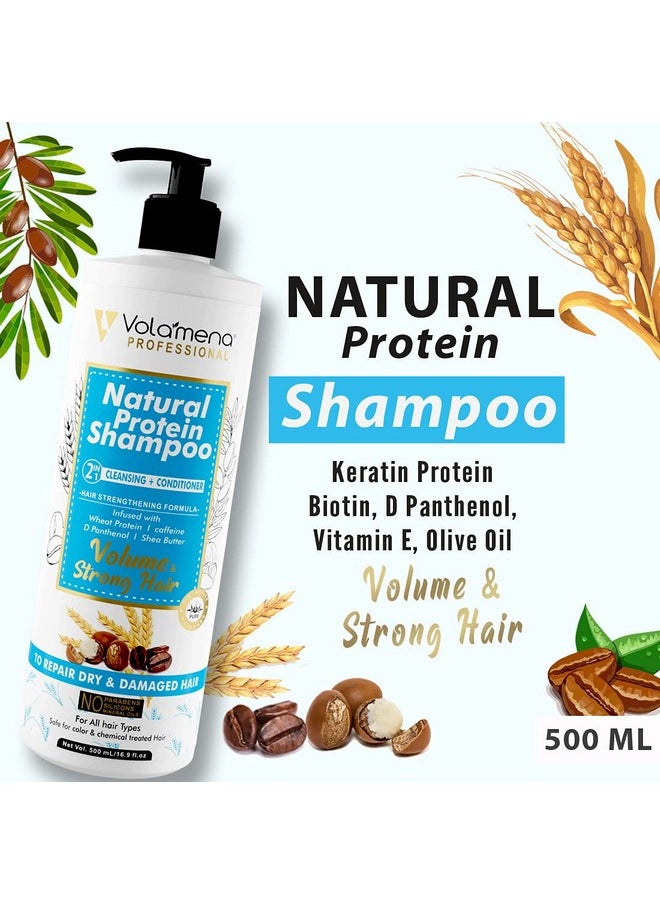 Volamena Natural Protein 2 In 1 Hair Shampoo For Hair Fall Control For Women & Men 500 Ml