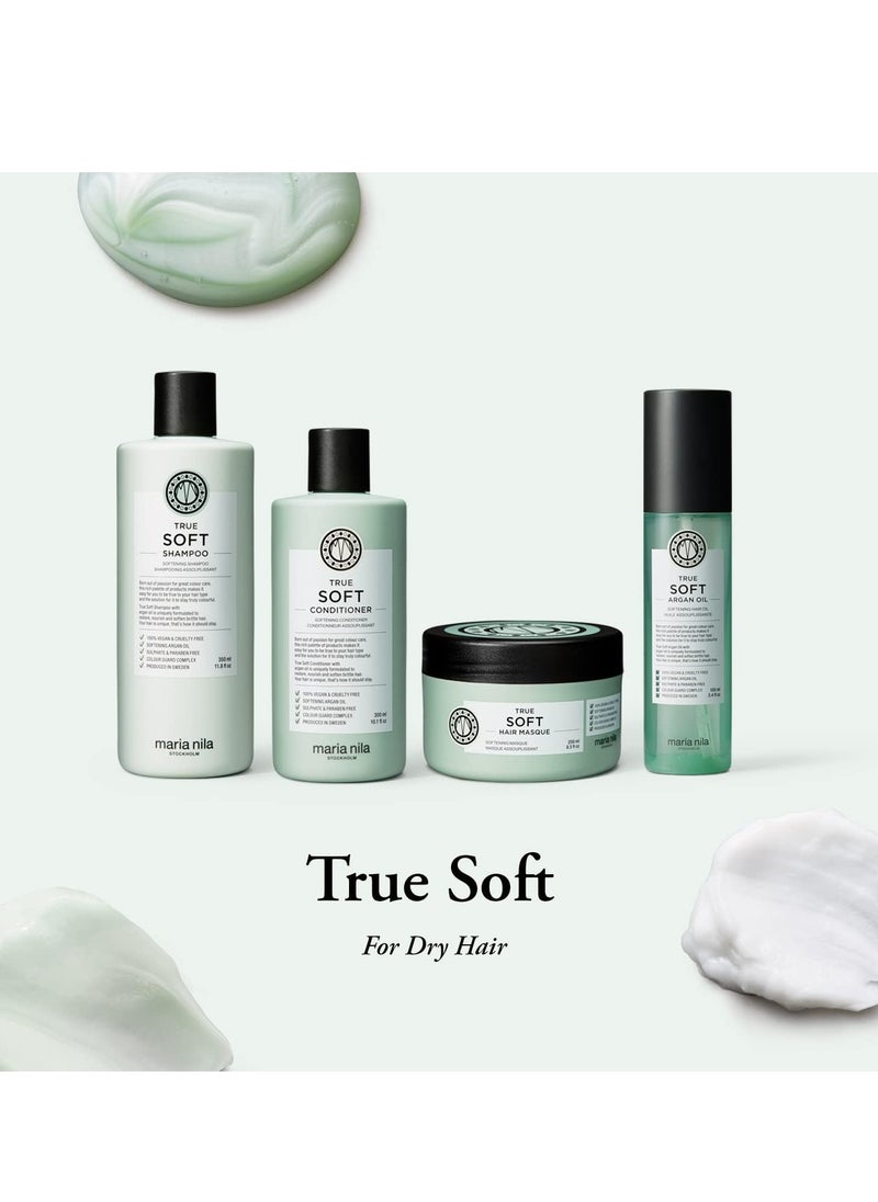 True Soft For Dry Hair Easily absorbed Remoisturises and Reduces Frizz 100 percent Vegan and Sulfate Paraben free
