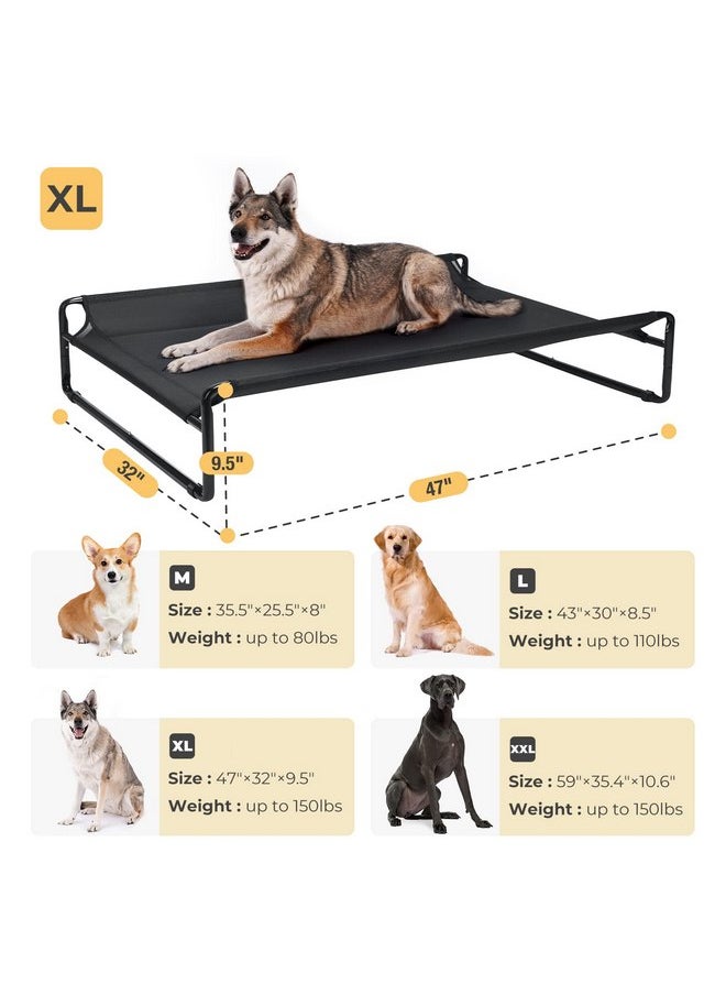 Veehoo Original Cooling Elevated Dog Bed, Outdoor Raised Dog Cots Bed for Large Dogs, Portable Standing Pet Bed with Washable Breathable Mesh, No-Slip Feet for Indoor Outdoor, X-Large, Black, CWC2201