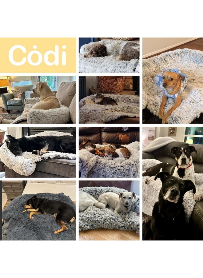 Codi Dog Bed for Couch - Calming Dog Beds for Large Dogs, Fluffy Plush Bed for Pets, Anti Anxiety Dog Bed with Removable Washable Cover for Dogs and Cats, Dark Grey, 41x37x6 inches