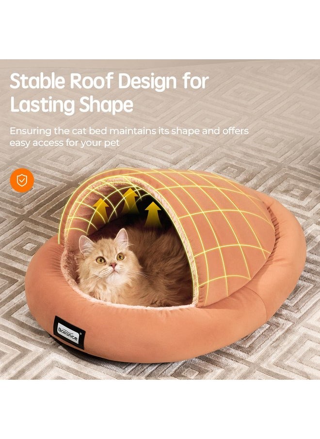 BALANCE 2 in 1 Cat Bed Cave for Kittens and Small Dogs, Cat Tents for Indoor Cats, Covered Cat Beds with Removable Cushion, Calming Cat Nest, Cat Hideaway, Washable Cat House with Non-Slip Bottom