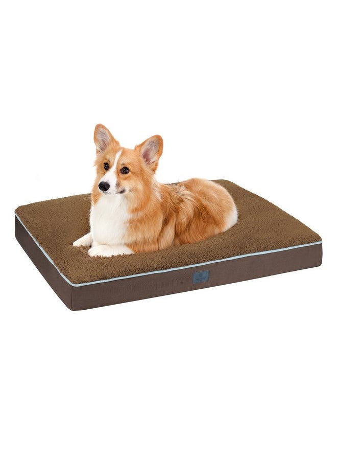 Veehoo Waterproof Dog Bed Large Size Dog-Plush Sherpa Large Washable Dog Bed with Removable Cover & Waterproof Inner Liner, Soft Fluffy Orthopedic Dog Bed for Crate with Nonslip Bottom