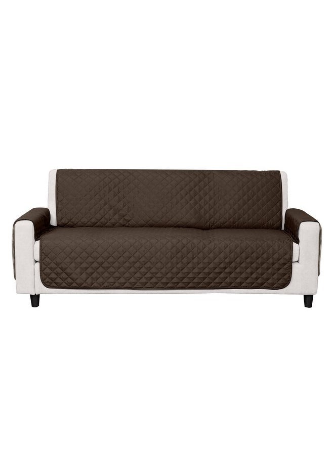 Furhaven Water-Resistant & Reversible Sofa/Couch Cover Protector for Dogs, Cats, & Children - Two-Tone Pinsonic Quilted Living Room Furniture Cover - Espresso/Clay, Sofa