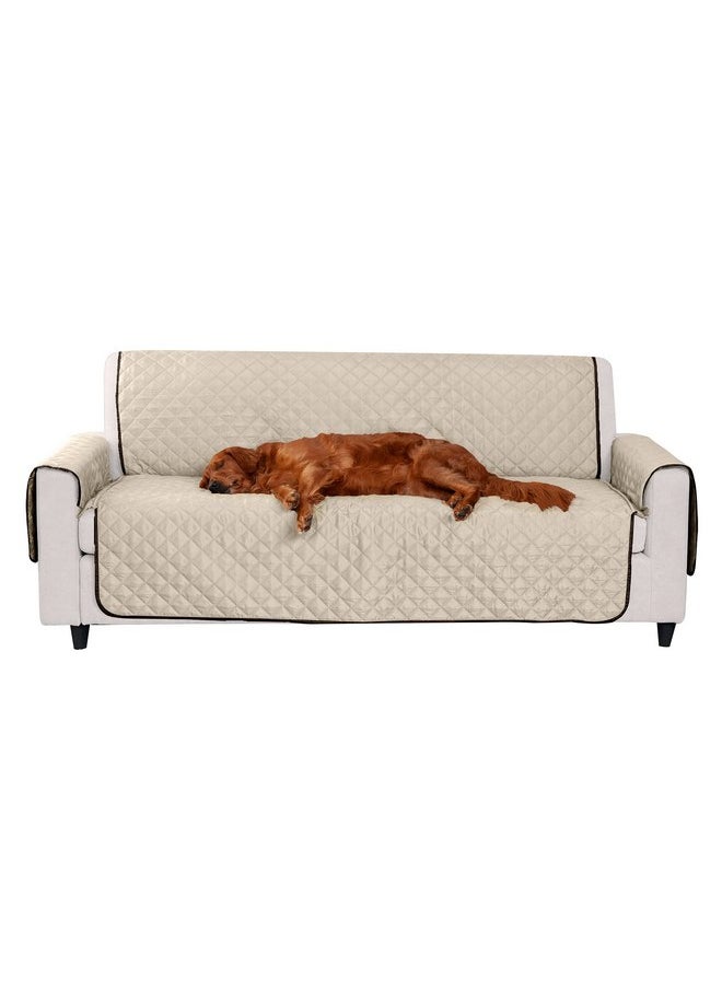 Furhaven Water-Resistant & Reversible Sofa/Couch Cover Protector for Dogs, Cats, & Children - Two-Tone Pinsonic Quilted Living Room Furniture Cover - Espresso/Clay, Sofa