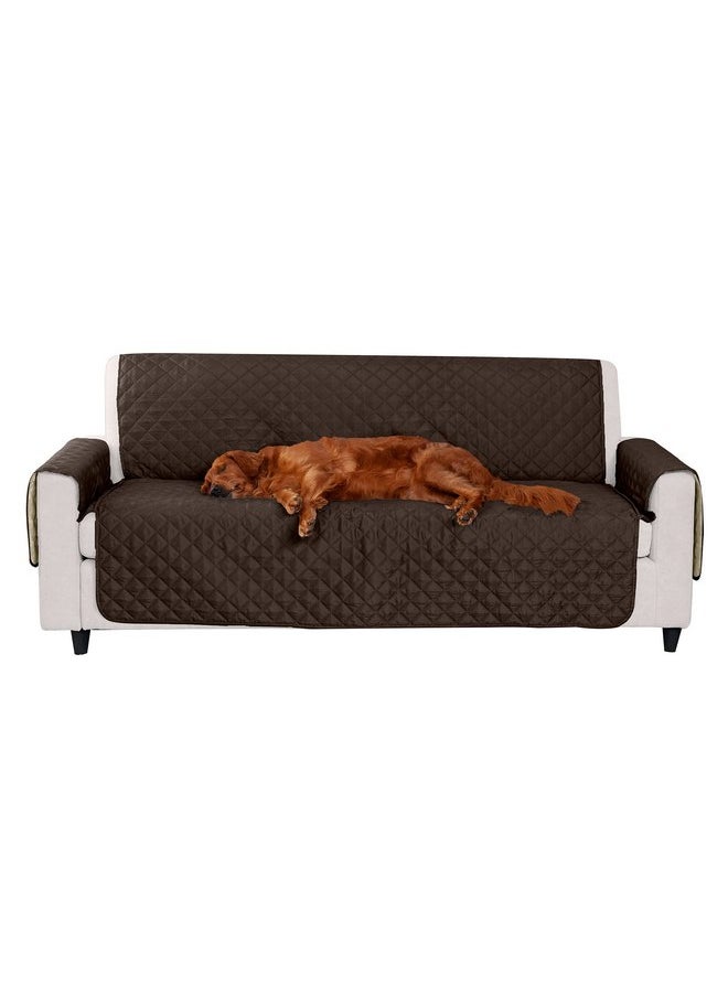 Furhaven Water-Resistant & Reversible Sofa/Couch Cover Protector for Dogs, Cats, & Children - Two-Tone Pinsonic Quilted Living Room Furniture Cover - Espresso/Clay, Sofa