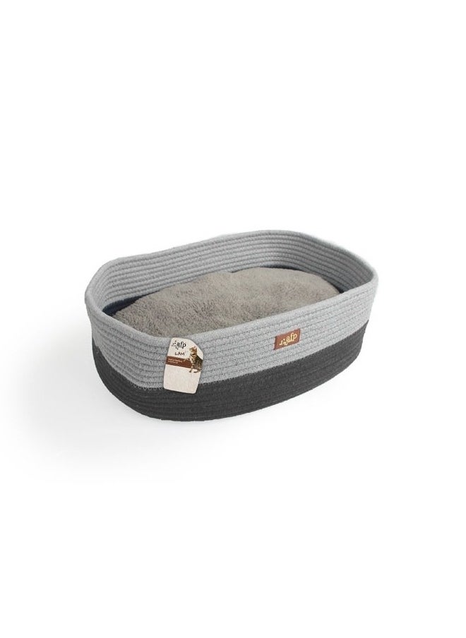 Oval Rope Cat Bed - Grey