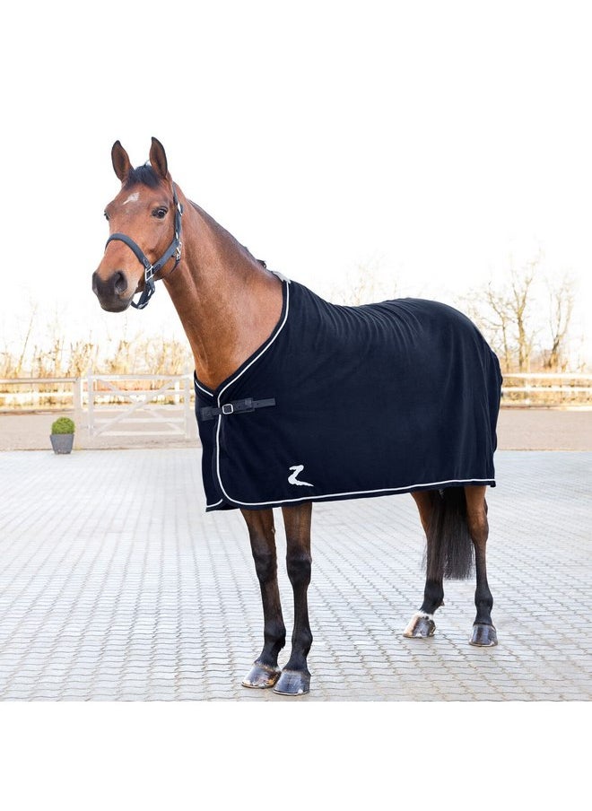 HORZE Fleece Show Cooler - Navy Blue/Silver - 78 in