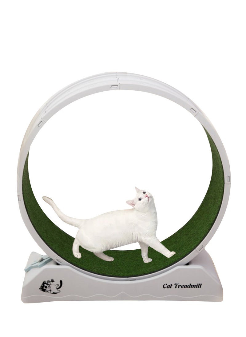 Portable Lightweight Cat Treadmill Cat Exercise Wheel For Fitness And Health Foldable Cat Running Wheel For Indoor Cats Suits For Most Cats 33x80x85 Cm White