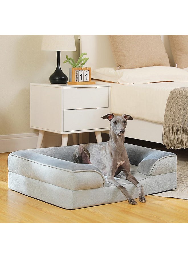 PAWZ Road Orthopedic Dog Bed, Washable Medium Dog Bed for Medium Dogs with Supportive Foam,2-Layer Waterproof Cover and Non-Slip Bottom for Small, Medium and Large Dog-Gray Medium