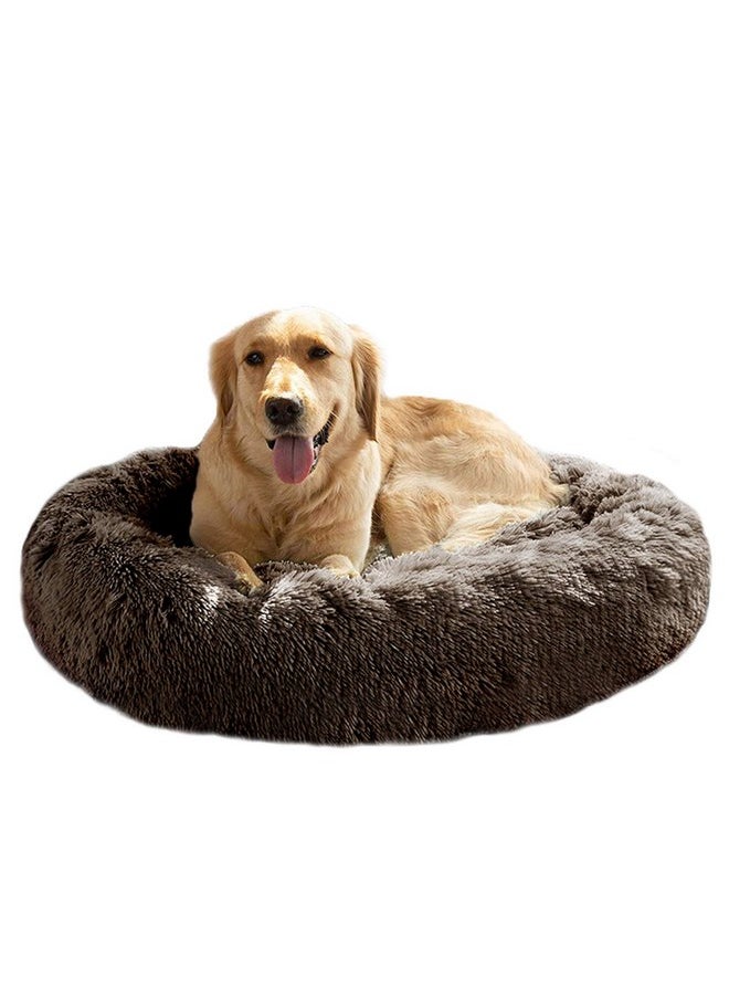 MFOX Calming Dog Bed (XXL) for Medium and Large Dogs Comfortable Pet Bed Faux Fur Donut Cuddler Up to 25/35/55/100lbs