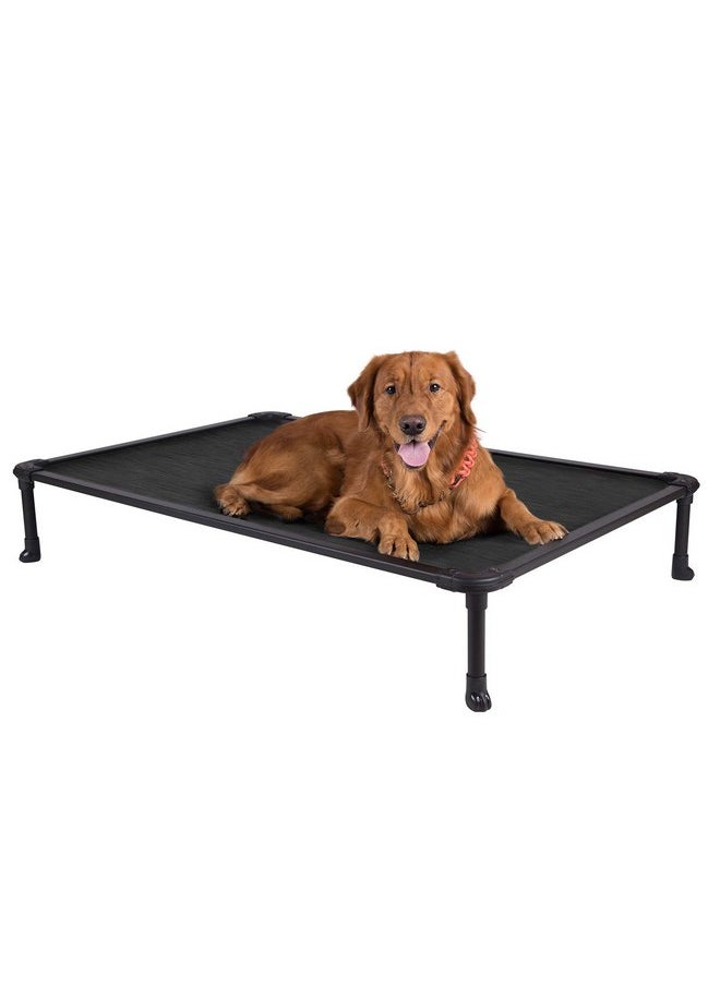 Veehoo Chew Proof Elevated Dog Bed - Cooling Raised Pet Cot - Rustless Aluminum Frame and Durable Textilene Mesh, Unique Designed No-Slip Feet for Indoor or Outdoor Use, Black, X-Large, CWC2002