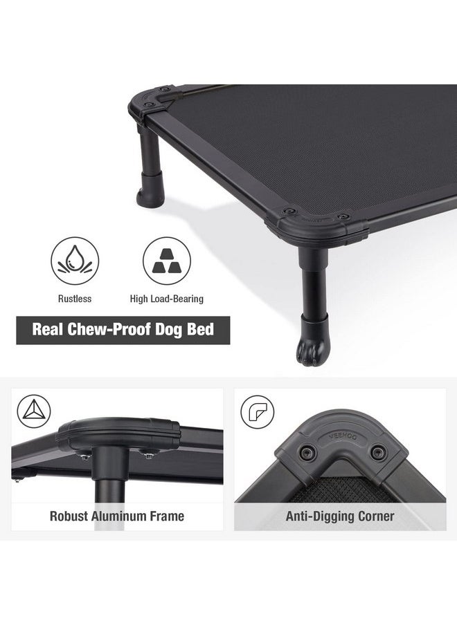 Veehoo Chew Proof Elevated Dog Bed - Cooling Raised Pet Cot - Rustless Aluminum Frame and Durable Textilene Mesh, Unique Designed No-Slip Feet for Indoor or Outdoor Use, Black, X-Large, CWC2002