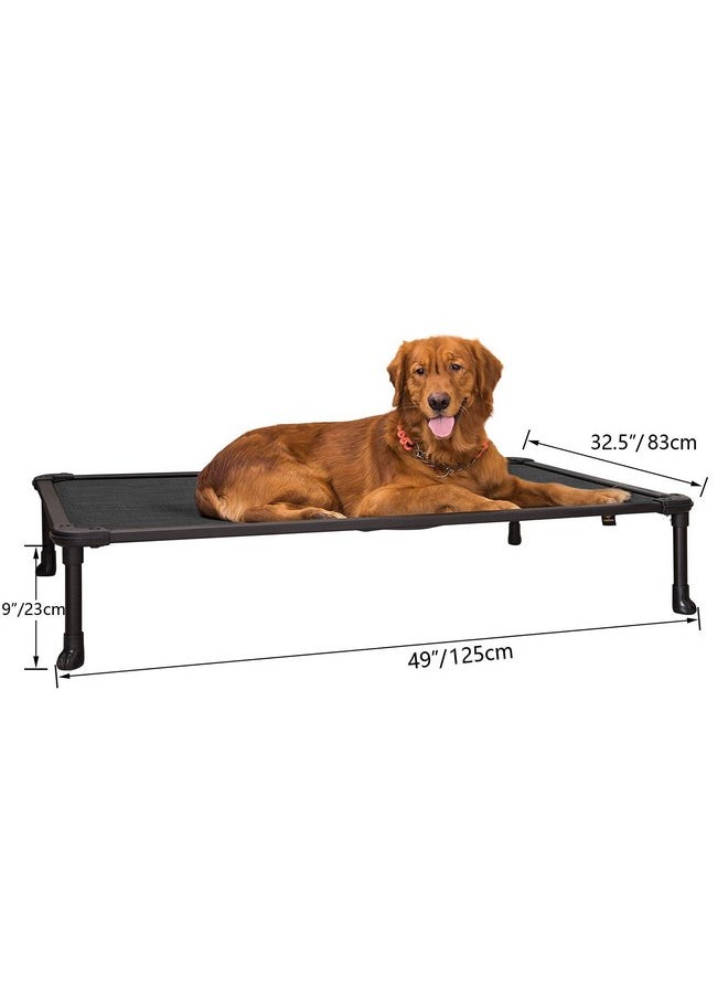 Veehoo Chew Proof Elevated Dog Bed - Cooling Raised Pet Cot - Rustless Aluminum Frame and Durable Textilene Mesh, Unique Designed No-Slip Feet for Indoor or Outdoor Use, Black, X-Large, CWC2002