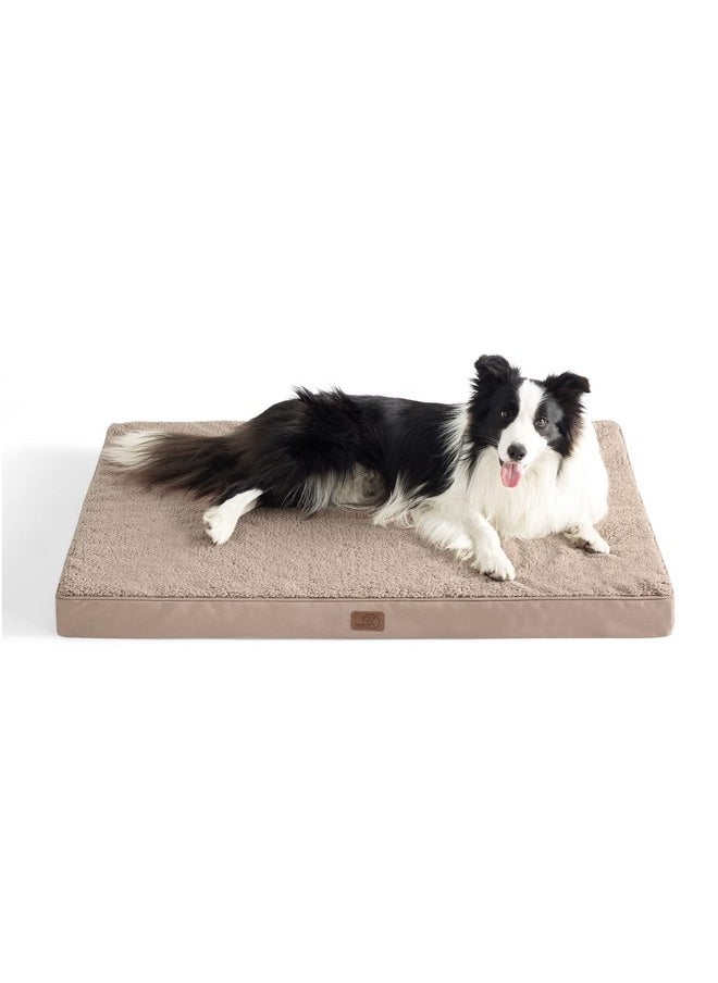 Bedsure Extra Large Dog Bed - XL Orthopedic Waterproof Dog Beds with Removable Washable Cover, Egg Crate Foam Pet Bed Mat, Suitable for Large Dogs Up to 100lbs, Light Brown