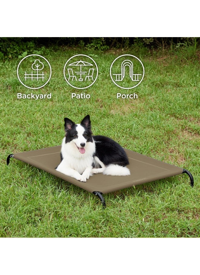 Bedsure Large Elevated Cooling Outdoor Dog Bed - Raised Cots for Large Dogs, Portable Indoor & Outdoor Pet Hammock Bed with Skid-Resistant Feet, Frame with Breathable Mesh, Brown, 49 inches
