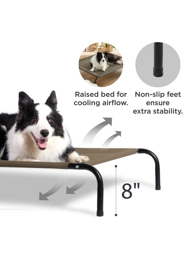 Bedsure Large Elevated Cooling Outdoor Dog Bed - Raised Cots for Large Dogs, Portable Indoor & Outdoor Pet Hammock Bed with Skid-Resistant Feet, Frame with Breathable Mesh, Brown, 49 inches