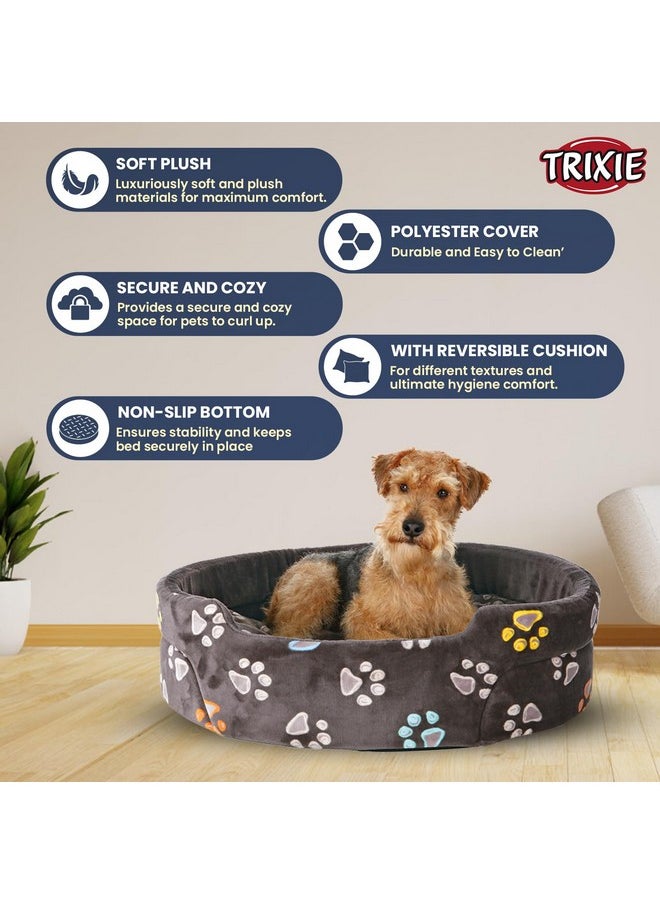 , Premium Donut Style Plush Dog Bed, Reversible Suitable For Extra Small Breeds During Winters, 85 × 75 Cm, Grey