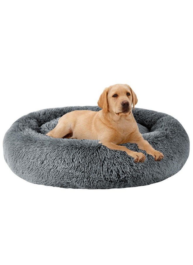 MFOX Calming Dog Bed (L/XL/XXL/XXXL) for Medium and Large Dogs Comfortable Pet Bed Faux Fur Donut Cuddler Up to 25/35/55/100lbs