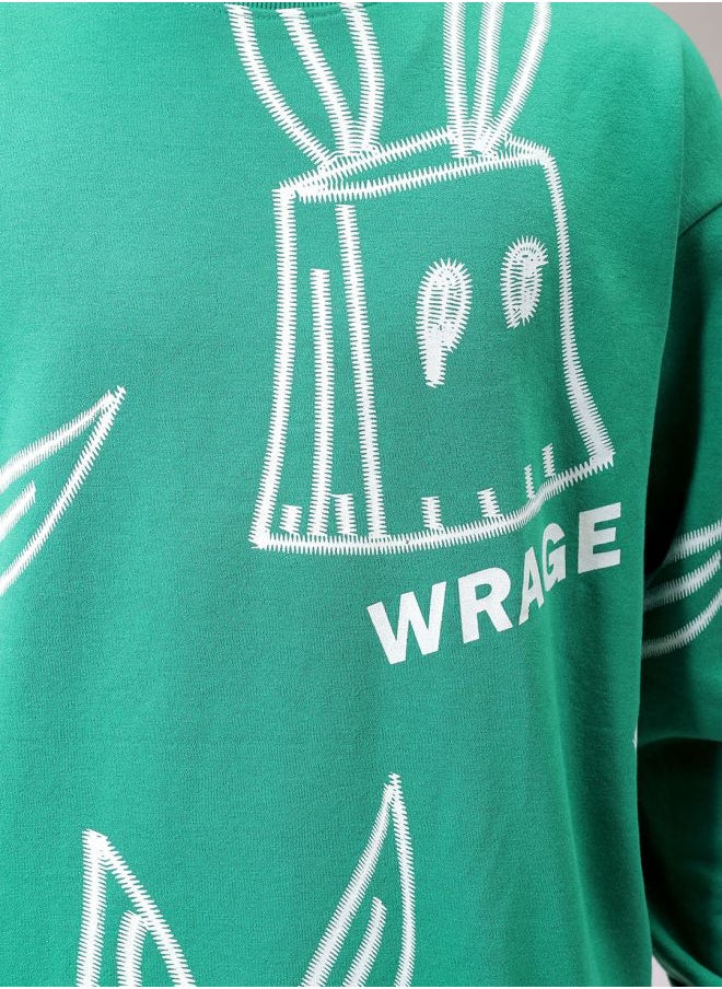 Men Oversized Abstract Crew Neck Overhead Sweatshirt