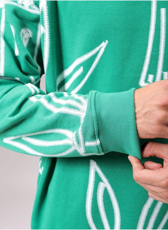 Men Oversized Abstract Crew Neck Overhead Sweatshirt