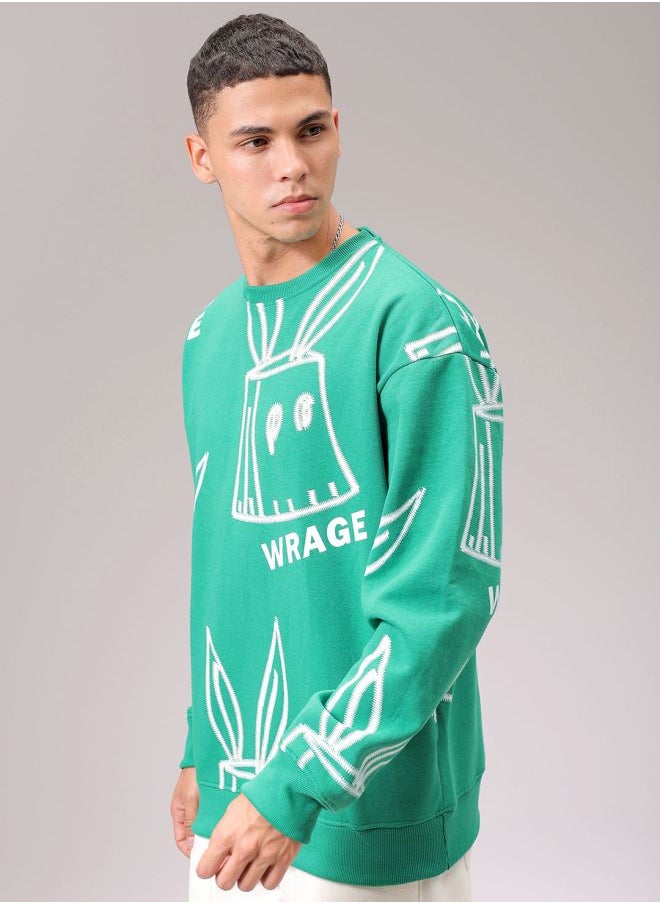 Men Oversized Abstract Crew Neck Overhead Sweatshirt