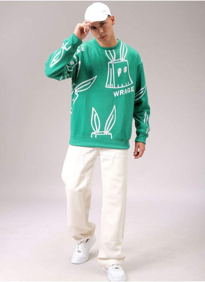 Men Oversized Abstract Crew Neck Overhead Sweatshirt