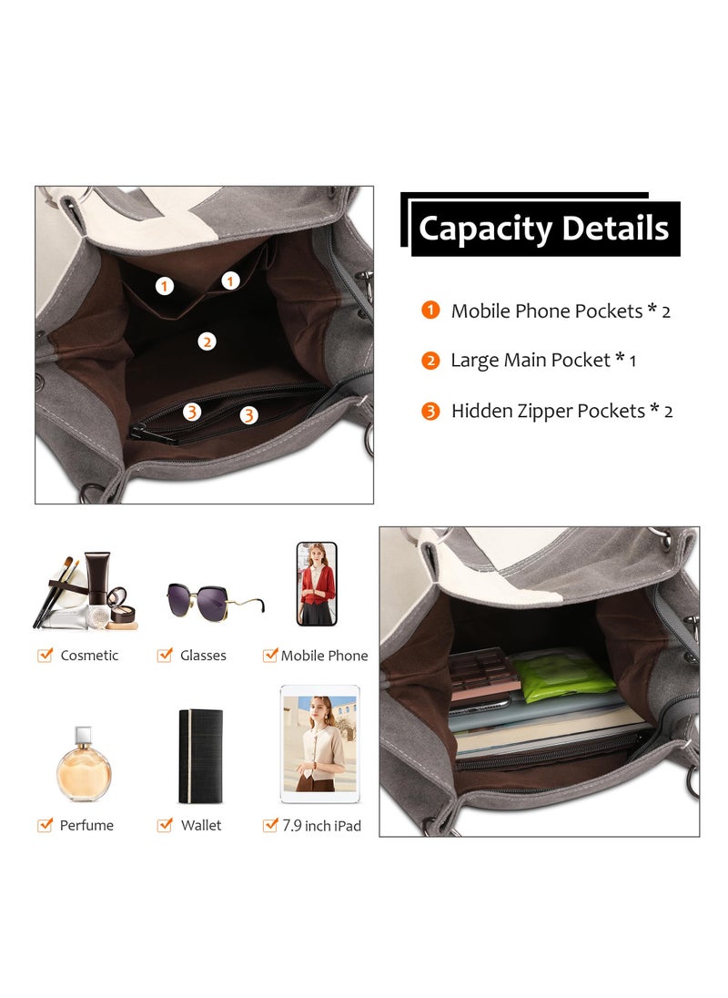 Women's Handbag, Contrast Color Casual Shoulder Bag, Canvas Ladies Top Handle Crossbody Bag with Multiple Pockets for Shopping, Travel, Daily Use (Green)