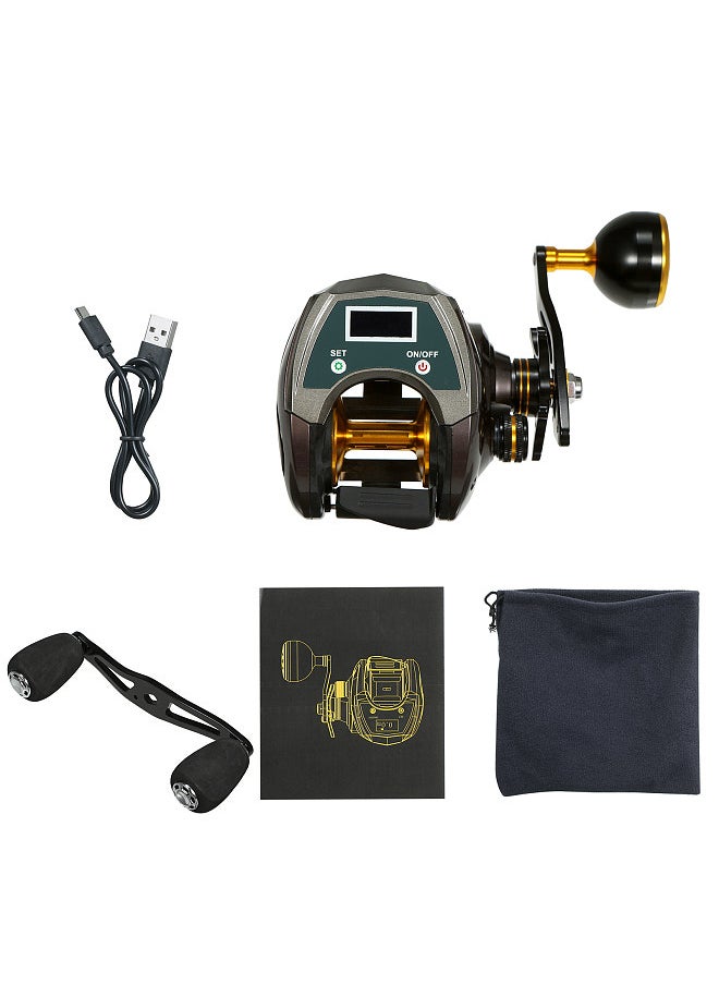 USB Rechargeable Carbon Fiber Baitcasting Reel 9+1BB Fishing Reel with Display High Speed 6.4: 1 Gear Ratio Magnetic Brake   System Baitcaster Reel For Right Hand